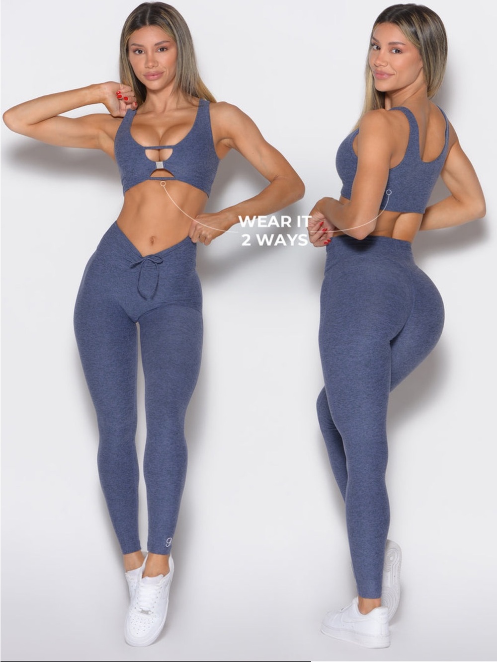 Bombshell Sportswear High-Waist adjustable Leggings in Heather Navy